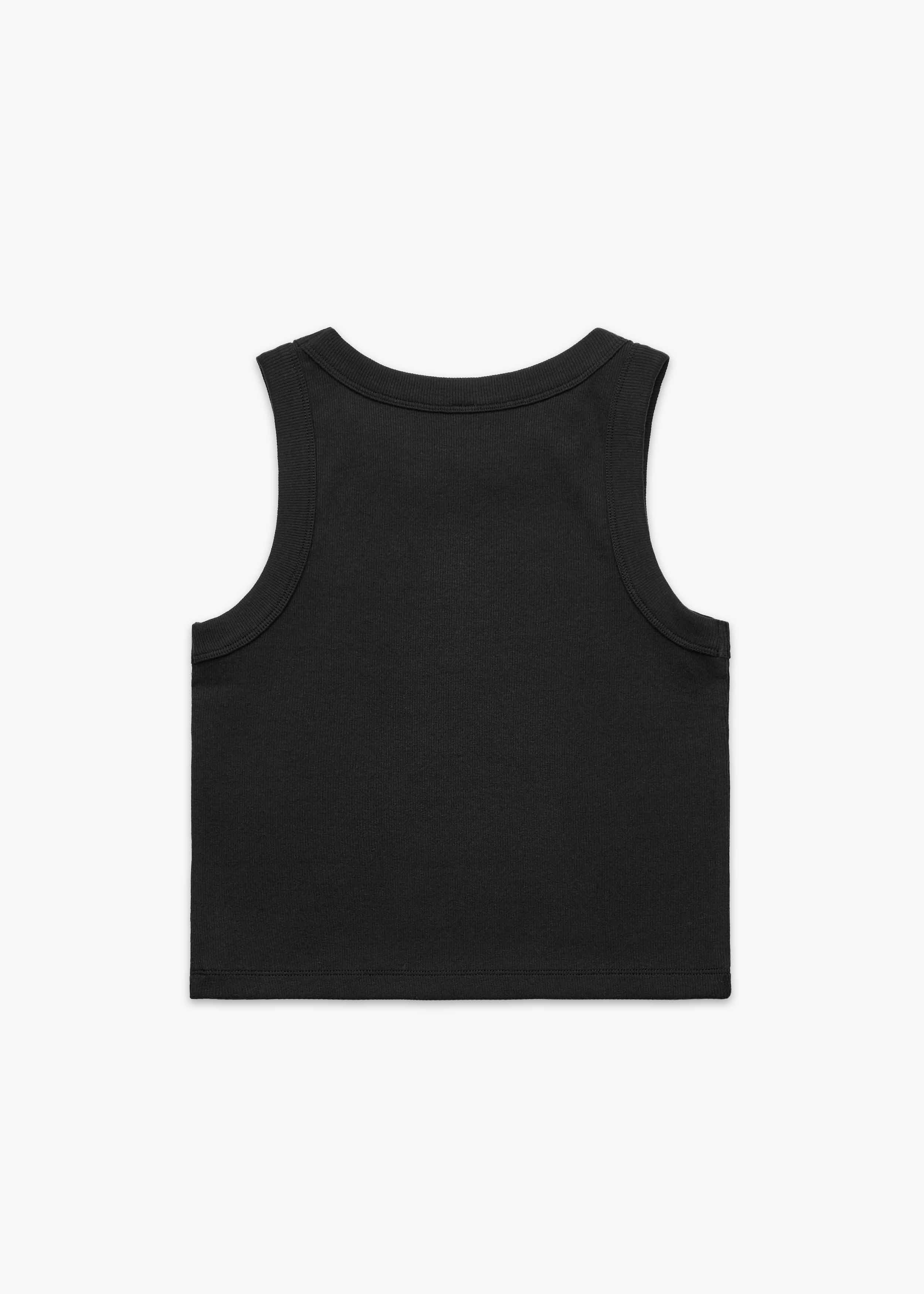 Back of Black America Provisions Logo Female Organic Crop Tank Top printed and shipped from the USA