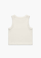 Back of Ecru America Provisions Logo Female Organic Crop Tank Top printed and shipped from the USA