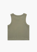 Back of Eucalyptus America Provisions Logo Female Organic Crop Tank Top printed and shipped from the USA