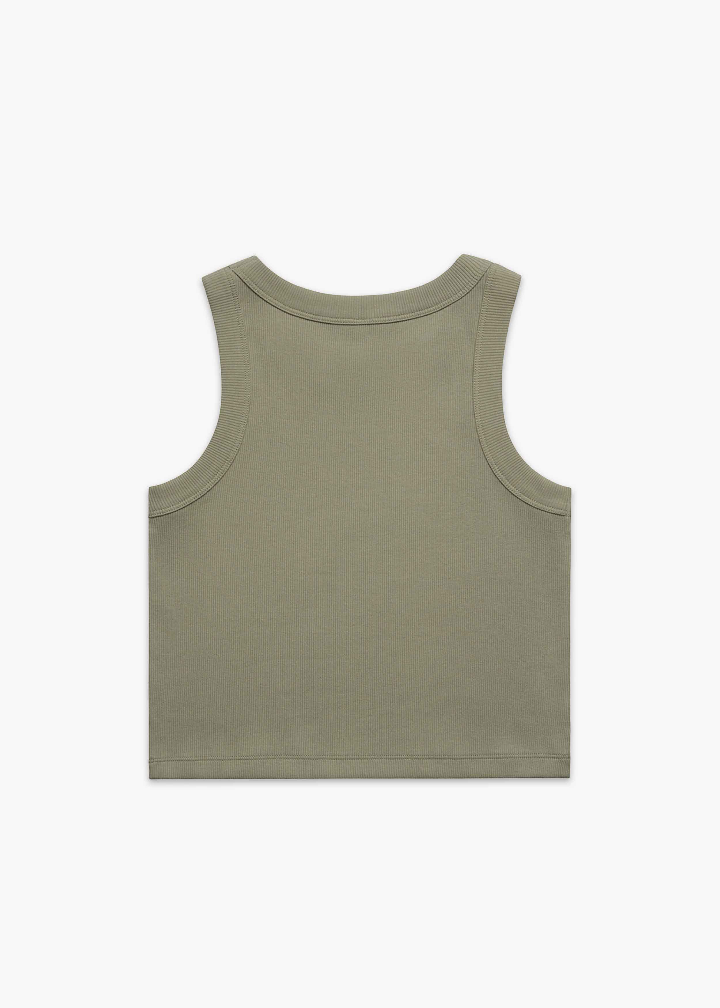 Back of Eucalyptus America Provisions Logo Female Organic Crop Tank Top printed and shipped from the USA