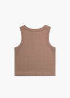 Back of Hazy Pink America Provisions Logo Female Organic Crop Tank Top printed and shipped from the USA