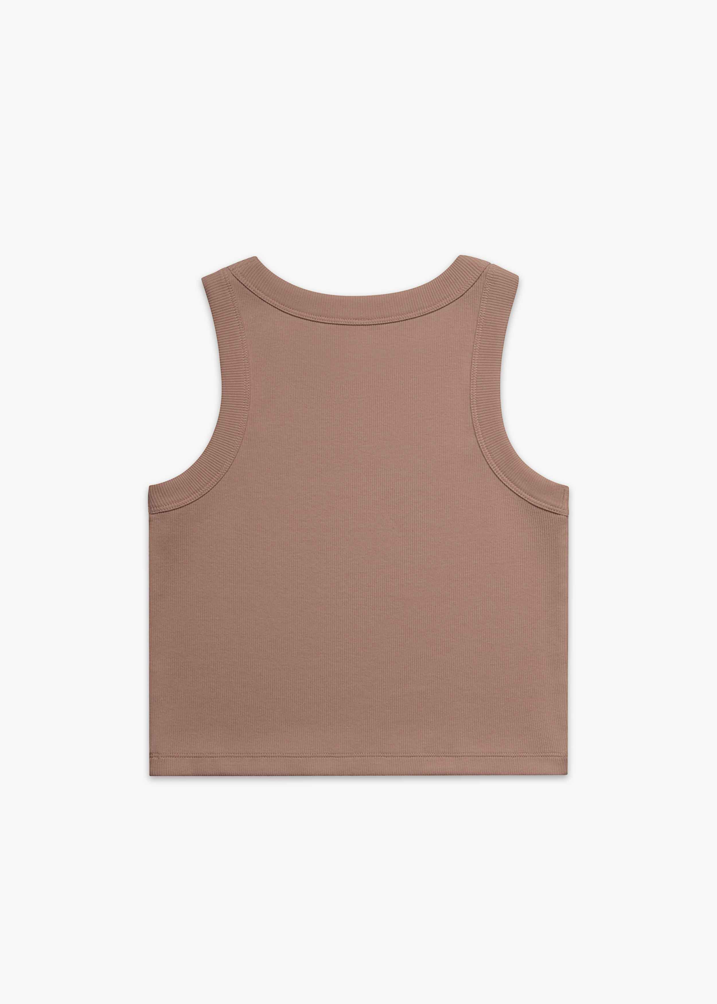 Back of Hazy Pink America Provisions Logo Female Organic Crop Tank Top printed and shipped from the USA