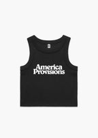 Black America Provisions Logo Female Organic Crop Tank Top printed and shipped from the USA