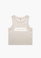 Bone America Provisions Logo Female Organic Crop Tank Top printed and shipped from the USA