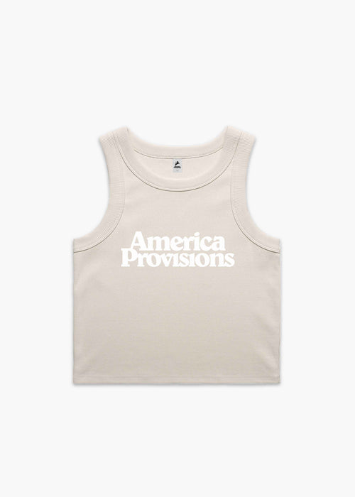 Bone America Provisions Logo Female Organic Crop Tank Top printed and shipped from the USA