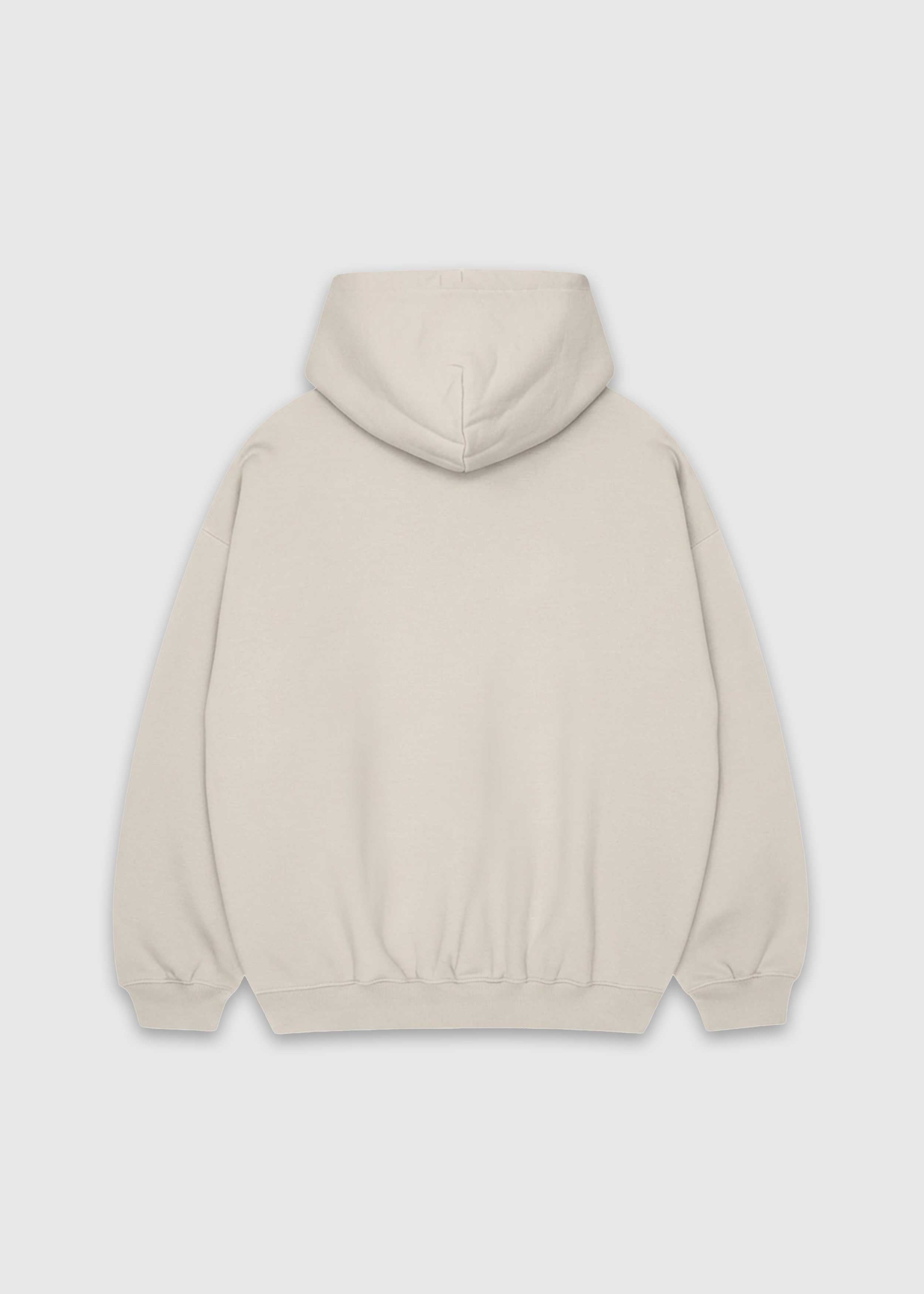 Back shot of bone America Provisions Logo Female relaxed graphic hoodie printed and shipped from the USA