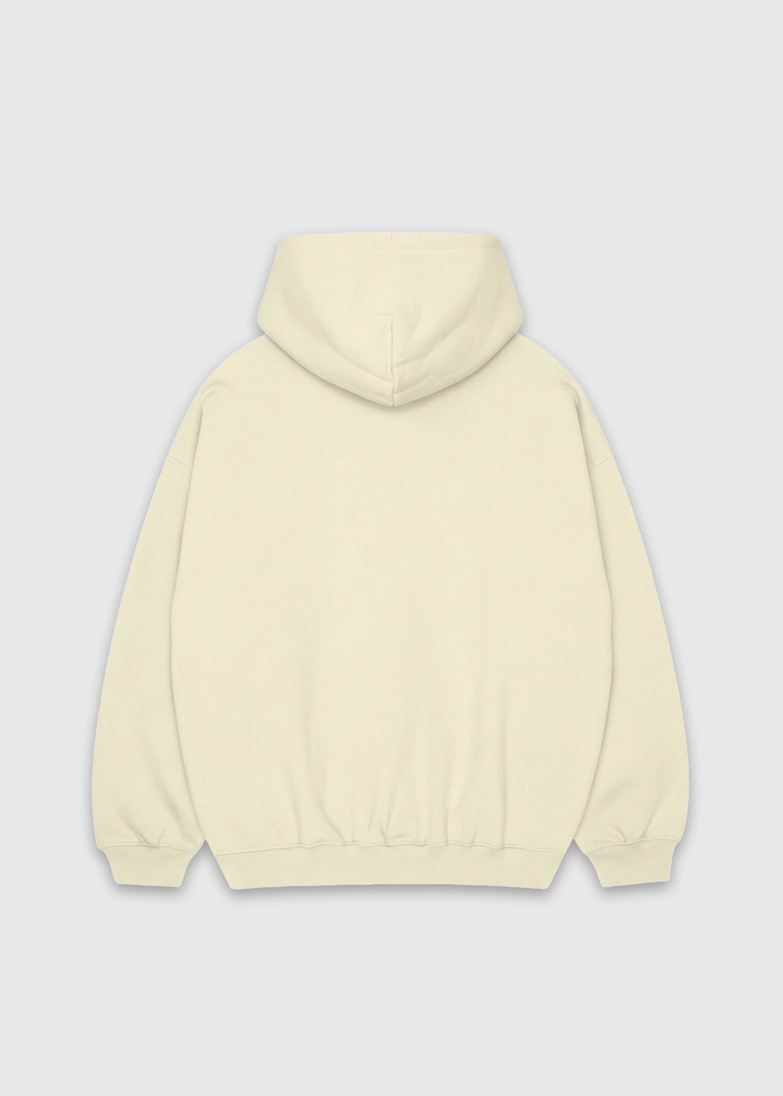 Back shot of butter America Provisions Logo Female relaxed graphic hoodie printed and shipped from the USA