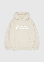 Ecru America Provisions Logo Female relaxed graphic hoodie printed and shipped from the USA