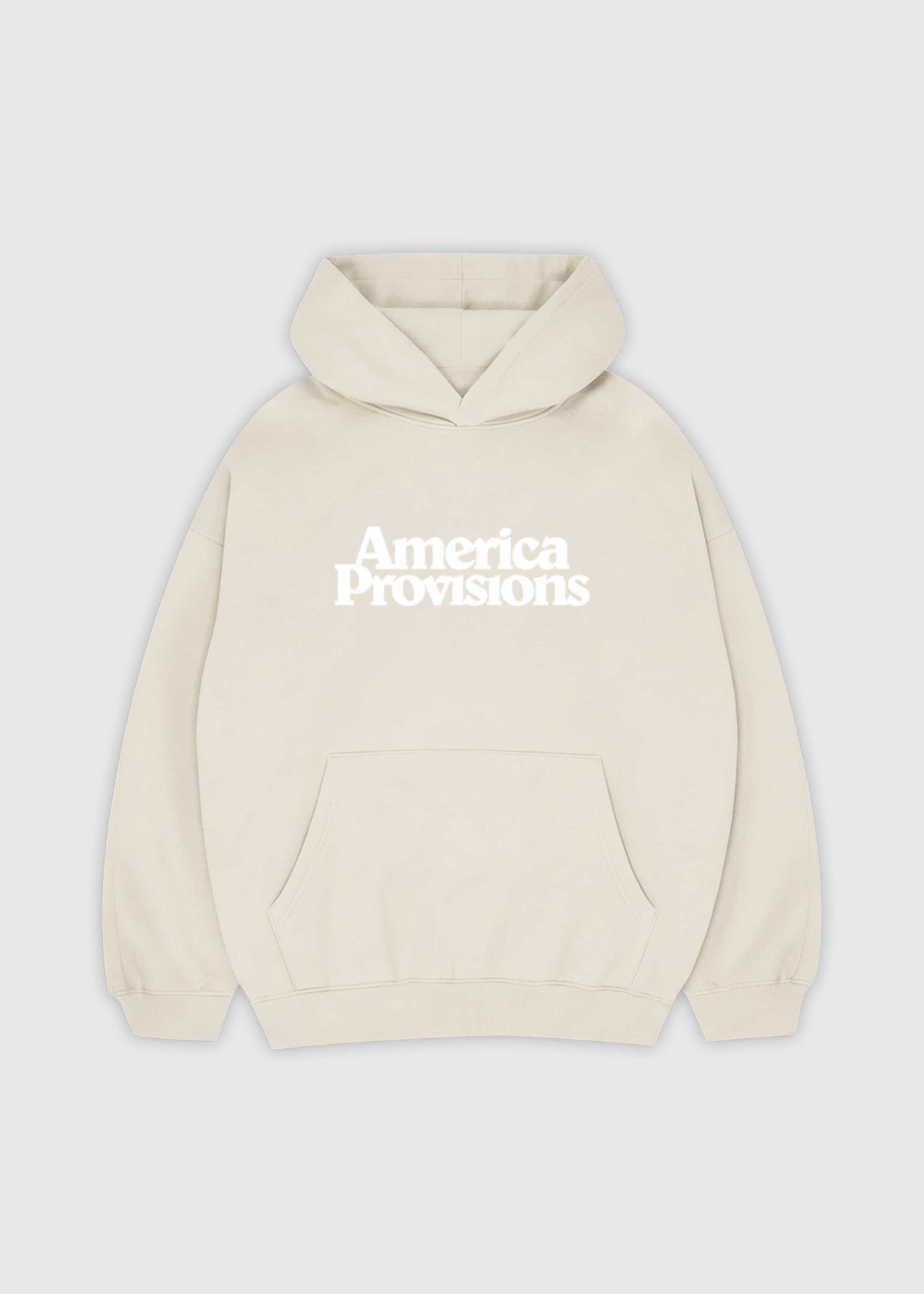 Ecru America Provisions Logo Female relaxed graphic hoodie printed and shipped from the USA