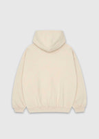 Back shot of ecru America Provisions Logo Female relaxed graphic hoodie printed and shipped from the USA