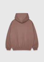 Back shot of hazy pink America Provisions Logo Female relaxed graphic hoodie printed and shipped from the USA