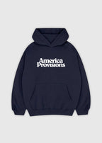 Ink Blue America Provisions Logo Female relaxed graphic hoodie printed and shipped from the USA