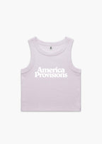 Orchid America Provisions Logo Female Organic Crop Tank Top printed and shipped from the USA