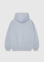 Back shot of powder America Provisions Logo Female relaxed graphic hoodie printed and shipped from the USA