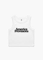 White America Provisions Logo Female Organic Crop Tank Top printed and shipped from the USA