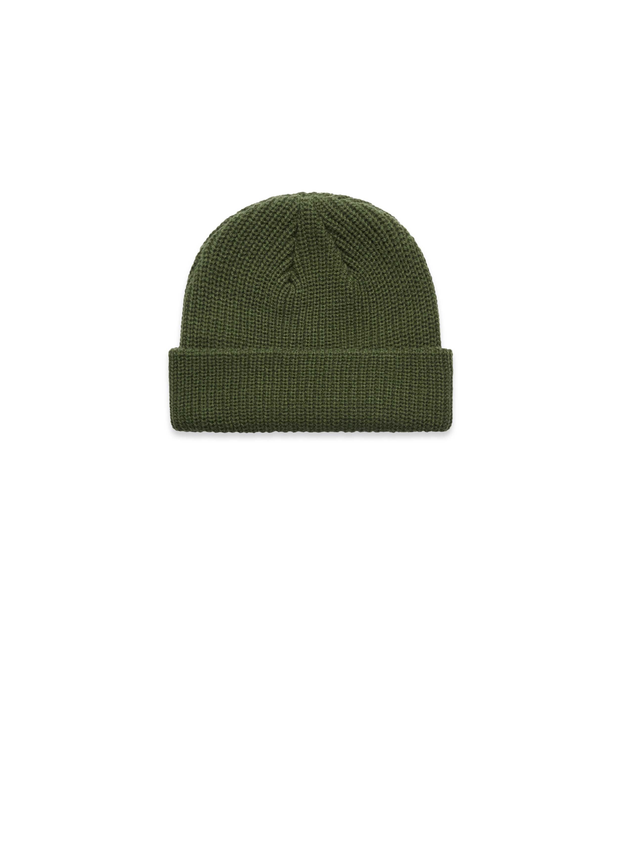 Green beanie hat on a white background