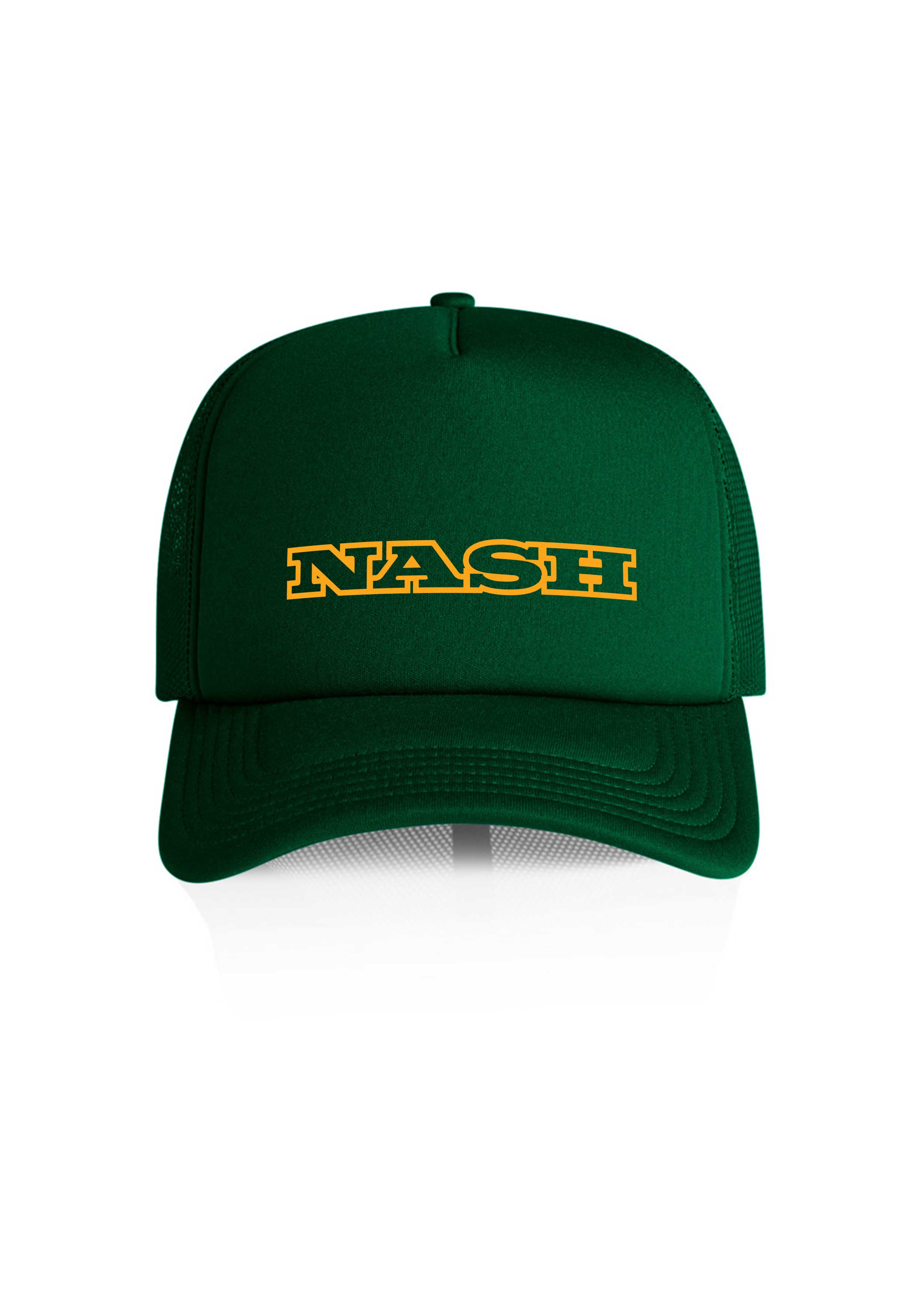 America Provisions Green Trucker Cap with Nash in Yellow