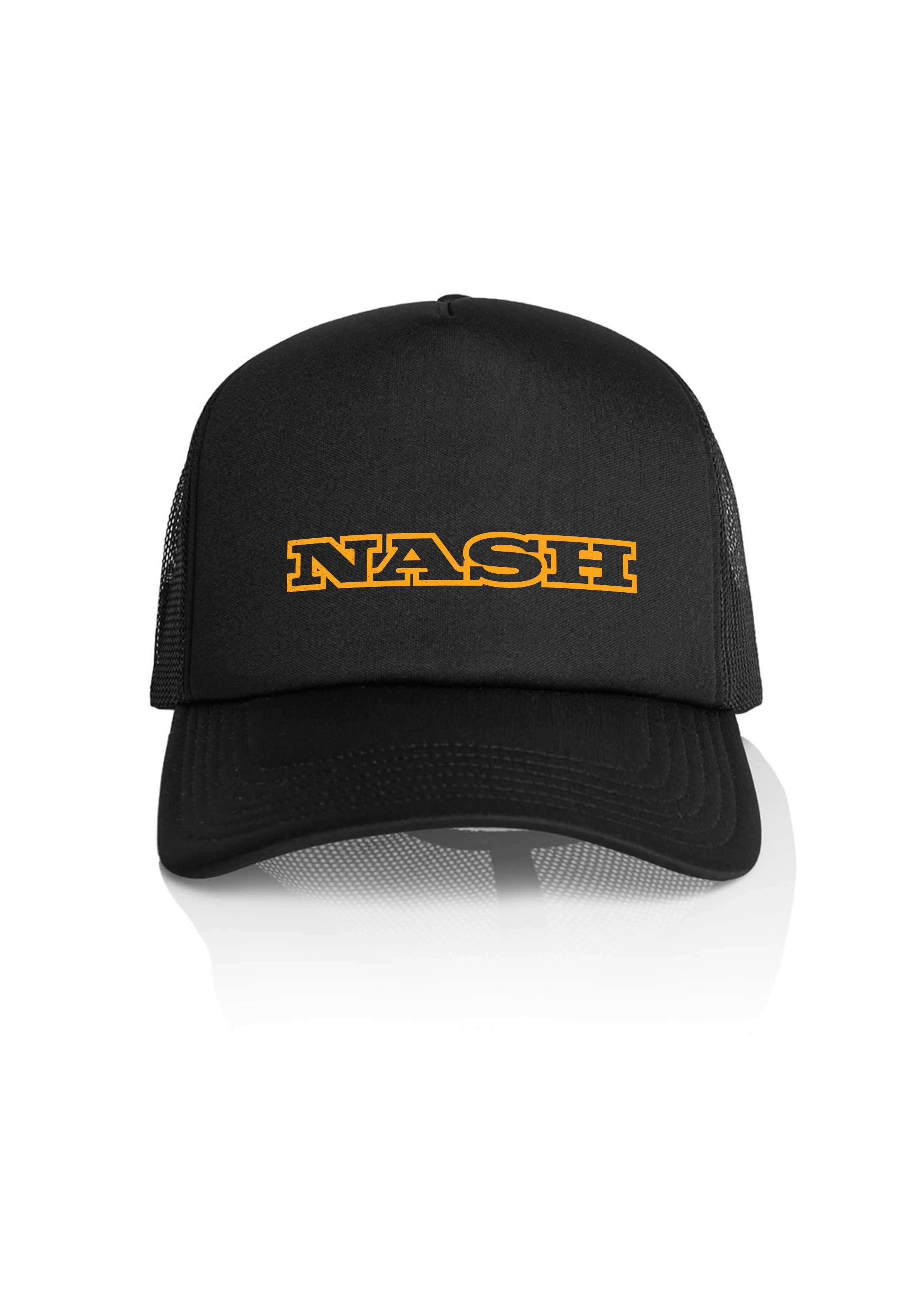 America Provisions Black Trucker Cap with Nash in Yellow