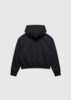 Reverse Cowgirl Hoodie. A cropped black hoodie from the back on a white background